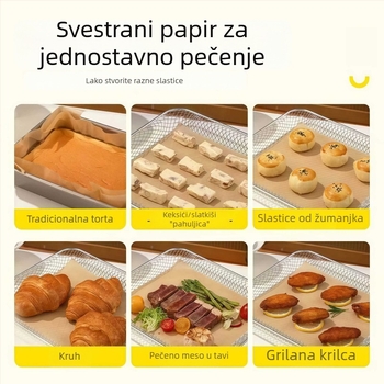 Papir za roštilj i pečenje sa silikonim premazom, pravokutni neprijanjajući papir za pečenje visokih temperatura