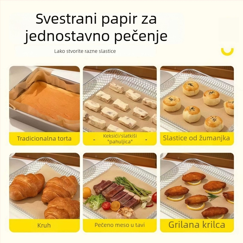 Papir za roštilj i pečenje sa silikonim premazom, pravokutni neprijanjajući papir za pečenje visokih temperatura