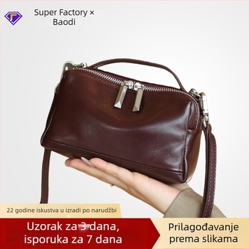 Prilagođena crossbody mini kvadratna torba od kože prvog sloja s biljnim premazom, za mobitel