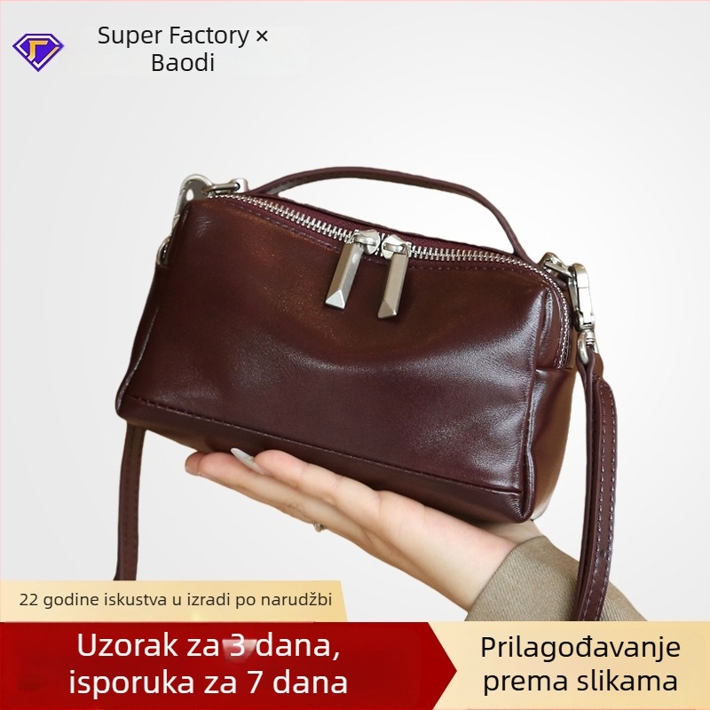 Prilagođena crossbody mini kvadratna torba od kože prvog sloja s biljnim premazom, za mobitel