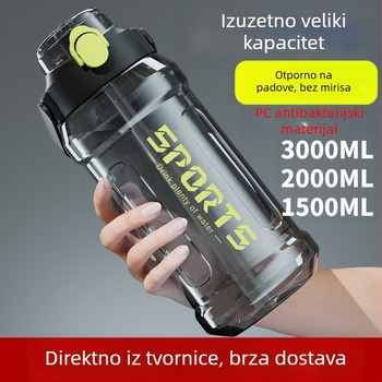 Plastična boca za vodu velikog kapaciteta s mjernom skalom, pogodna za trčanje i sport, za muškarce i žene, za trening na otvorenom