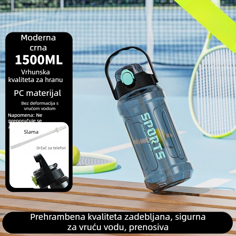 Plastična boca za vodu velikog kapaciteta s mjernom skalom, pogodna za trčanje i sport, za muškarce i žene, za trening na otvorenom