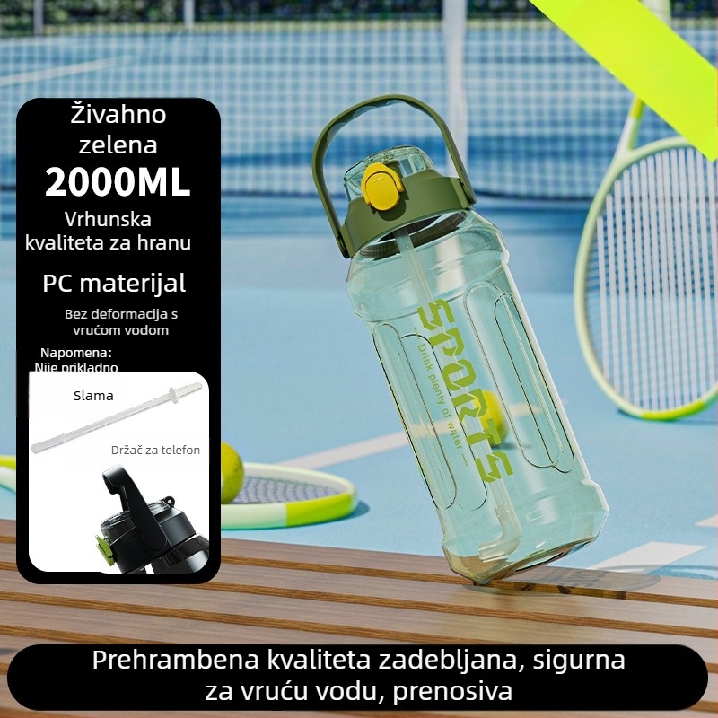 Plastična boca za vodu velikog kapaciteta s mjernom skalom, pogodna za trčanje i sport, za muškarce i žene, za trening na otvorenom