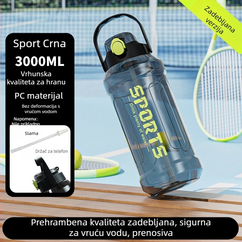 Plastična boca za vodu velikog kapaciteta s mjernom skalom, pogodna za trčanje i sport, za muškarce i žene, za trening na otvorenom