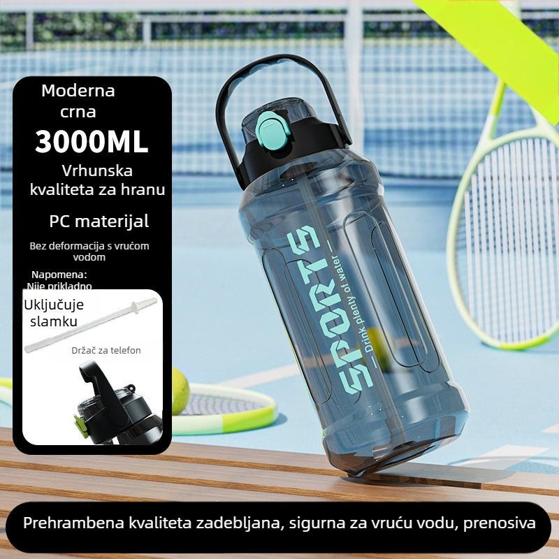 Plastična boca za vodu velikog kapaciteta s mjernom skalom, pogodna za trčanje i sport, za muškarce i žene, za trening na otvorenom