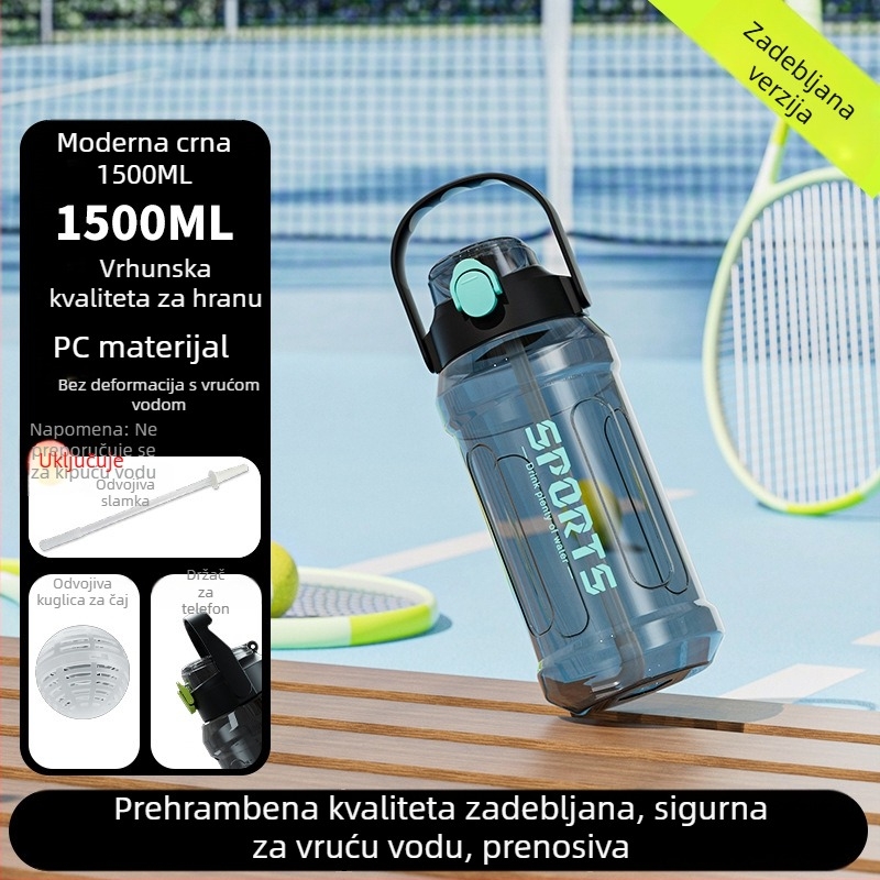 Plastična boca za vodu velikog kapaciteta s mjernom skalom, pogodna za trčanje i sport, za muškarce i žene, za trening na otvorenom