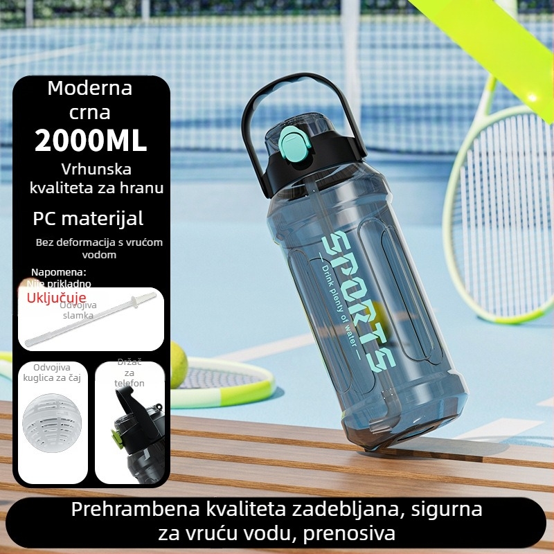 Plastična boca za vodu velikog kapaciteta s mjernom skalom, pogodna za trčanje i sport, za muškarce i žene, za trening na otvorenom