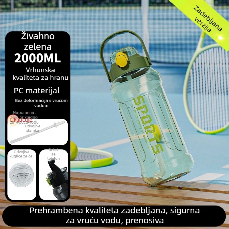 Plastična boca za vodu velikog kapaciteta s mjernom skalom, pogodna za trčanje i sport, za muškarce i žene, za trening na otvorenom