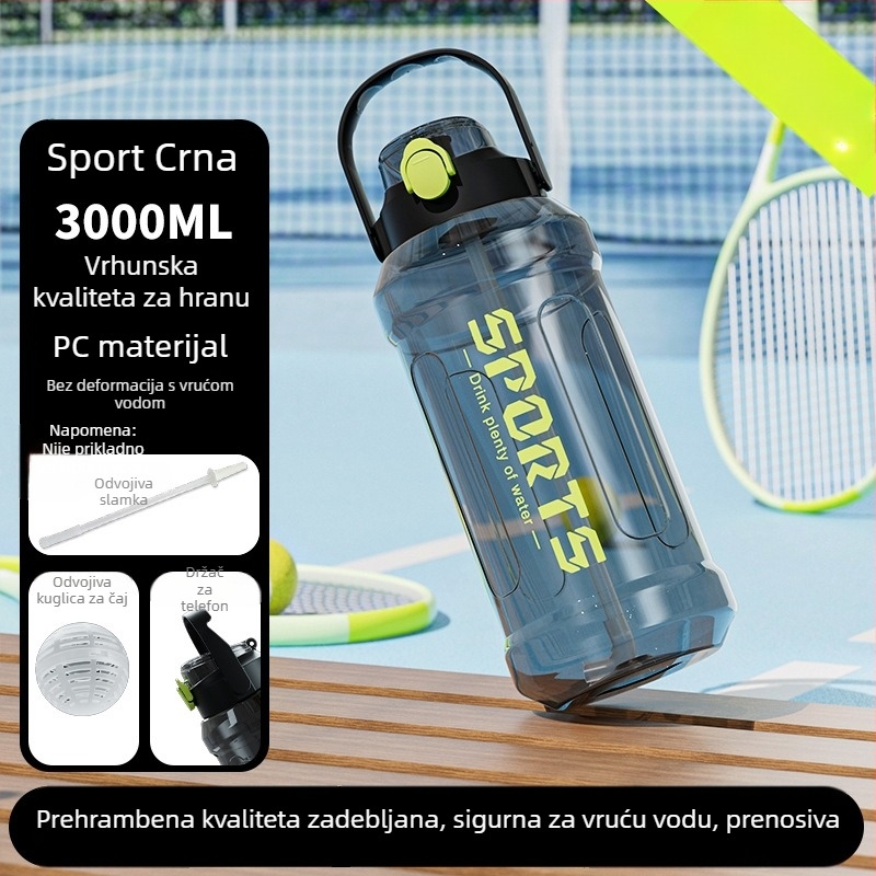 Plastična boca za vodu velikog kapaciteta s mjernom skalom, pogodna za trčanje i sport, za muškarce i žene, za trening na otvorenom