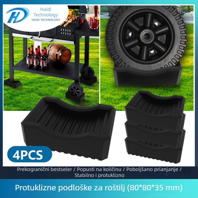 Prilagodljiva podloga za nogu za vanjski roštilj, protuklizna i vodootporna, držač kotača i valjka