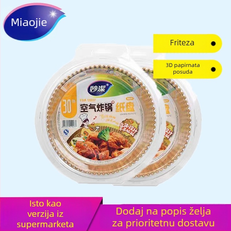 Miaojie Papirnata posuda za air fryer, papir za upijanje ulja, silikonski papir za pečenje
