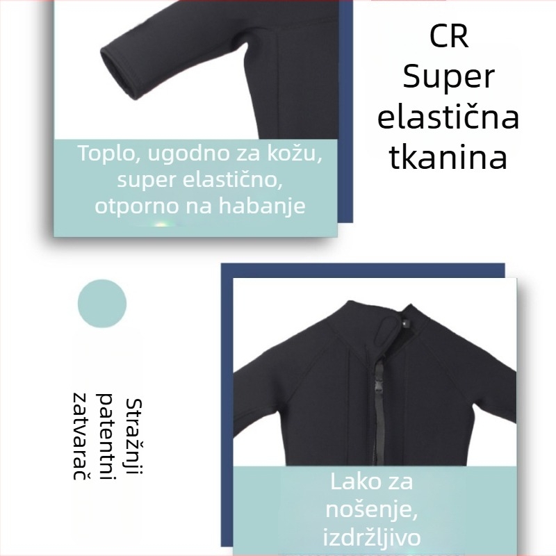 Na skladištu: 3 mm dječji jednodijelni wetsuit s kratkim rukavima i kratkim hlačicama, visoka elastičnost, za tinejdžere – surfanje, šetnja uz plažu, ronjenje, zaštita od sunca