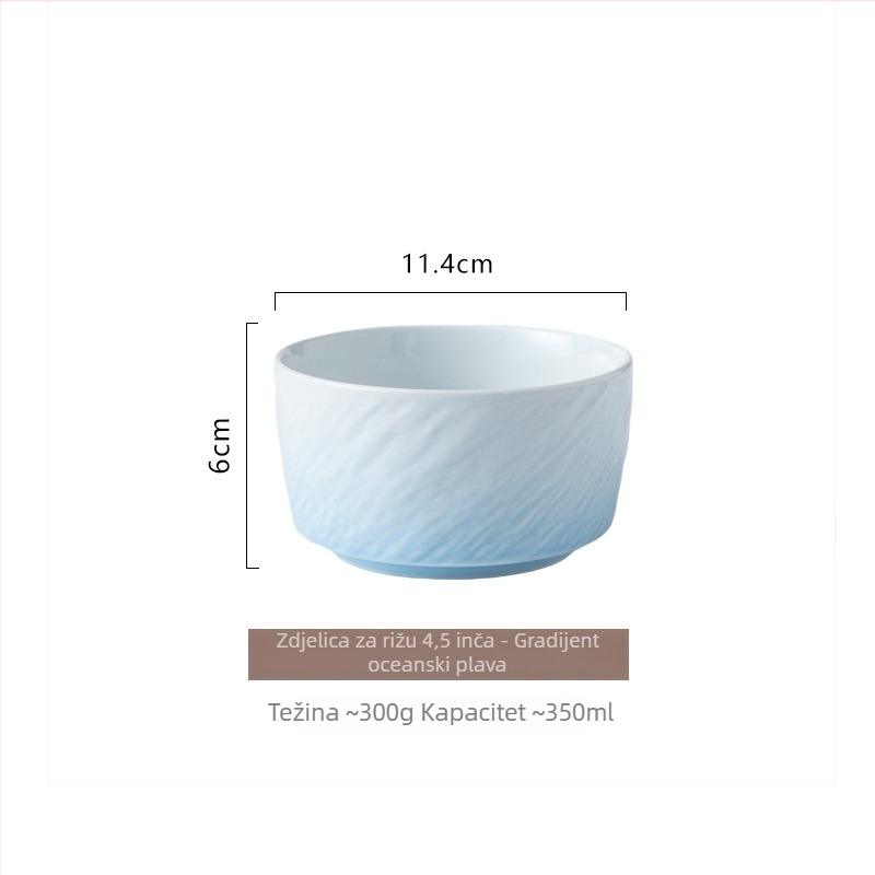 Keramička zdjela s gradientnim bojama, s podglazurnim završnim slojem, okrugla, mikrovalna sigurna, za rižu, juhu ili rezance, nordijski minimalistički stil, promjer 11–11,9 cm