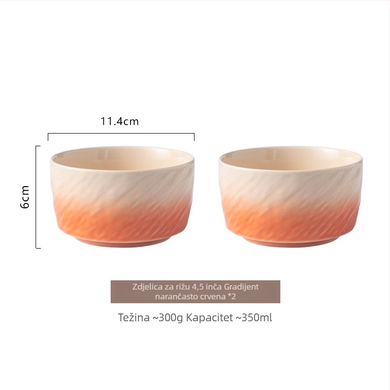Keramička zdjela s gradientnim bojama, s podglazurnim završnim slojem, okrugla, mikrovalna sigurna, za rižu, juhu ili rezance, nordijski minimalistički stil, promjer 11–11,9 cm
