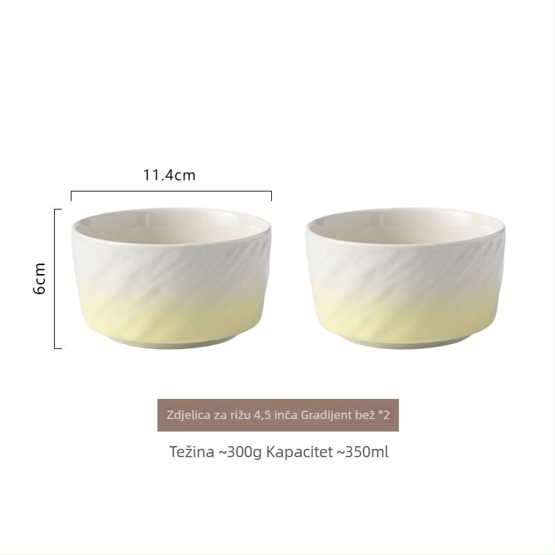Keramička zdjela s gradientnim bojama, s podglazurnim završnim slojem, okrugla, mikrovalna sigurna, za rižu, juhu ili rezance, nordijski minimalistički stil, promjer 11–11,9 cm