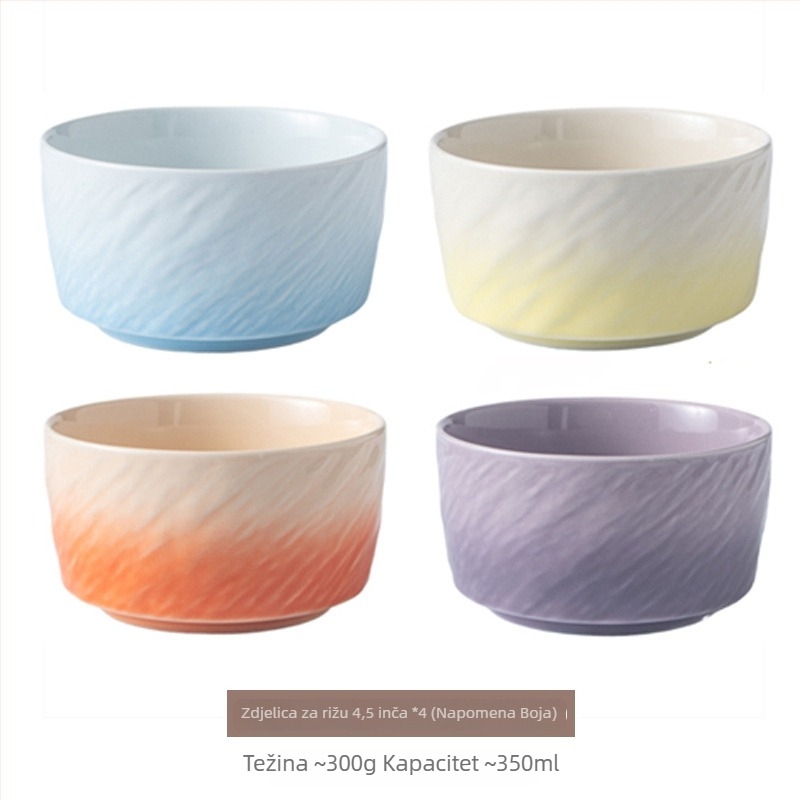 Keramička zdjela s gradientnim bojama, s podglazurnim završnim slojem, okrugla, mikrovalna sigurna, za rižu, juhu ili rezance, nordijski minimalistički stil, promjer 11–11,9 cm