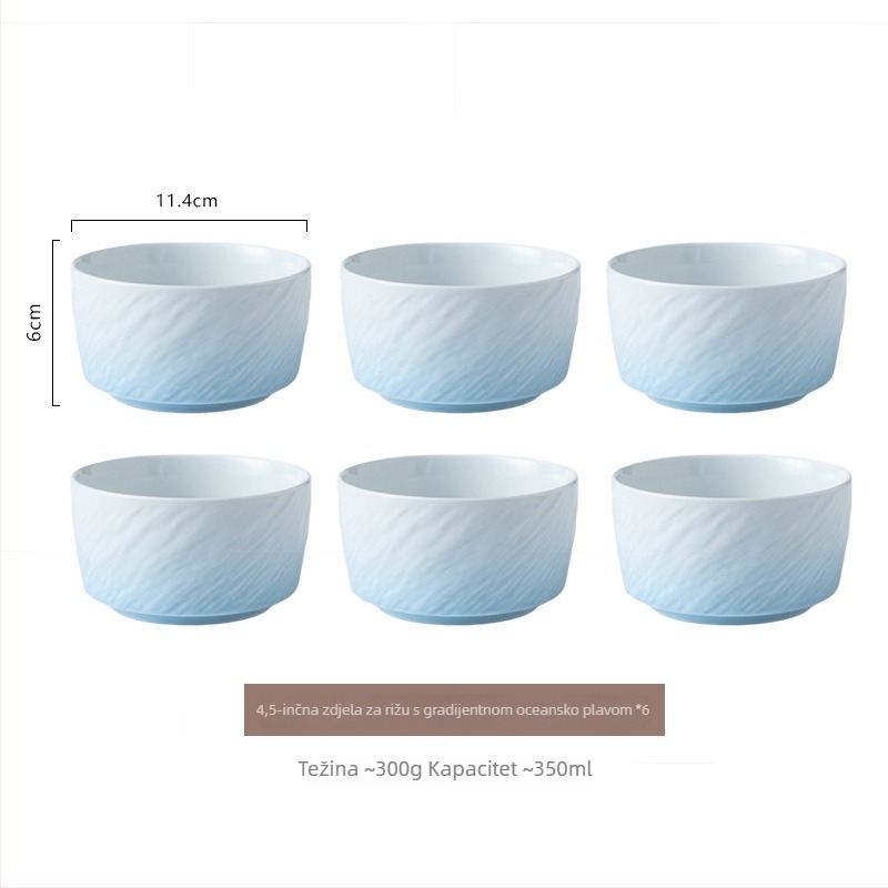 Keramička zdjela s gradientnim bojama, s podglazurnim završnim slojem, okrugla, mikrovalna sigurna, za rižu, juhu ili rezance, nordijski minimalistički stil, promjer 11–11,9 cm