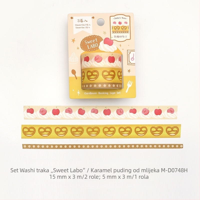 Letter Lover set washi traka, Dessert Laboratory serija, japanski stil torti, osnovna traka za dnevnik