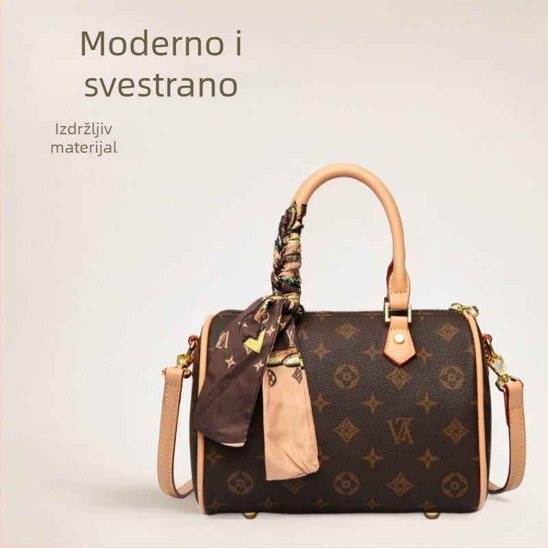2025 nova ženska torba, luksuzan dojam, euroamerički retro Boston stil, svestrana za ramenu i crossbody