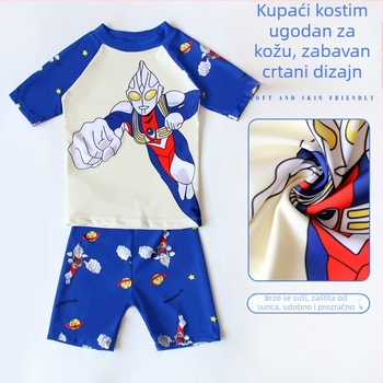 Dječji dvodijelni kupaći kostim za dječake, brzo sušenje, s dinosaurom u crtiću
