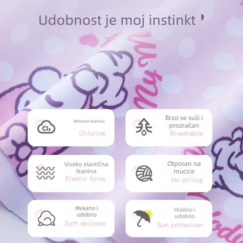 Slatki, svježi stil jednodijelni dječji kupaći kostim za djevojčice, 4–12 godina, korejski stil, udoban s kratkim rukavima i zatvaračem sprijeda