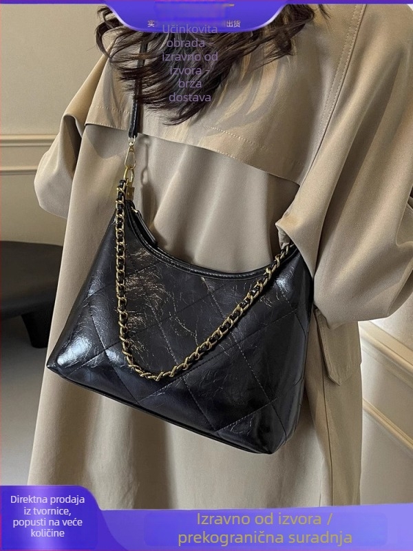 Ženska crossbody torba s dijamantnim šavom i lancem, novi model 2026, elegantna i svestrana za svakodnevnu upotrebu
