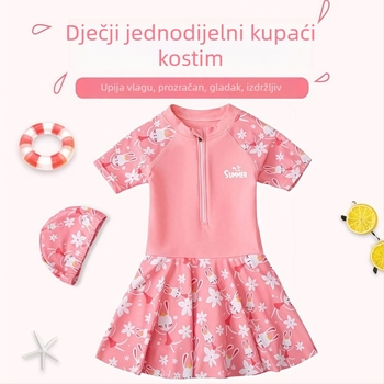 Dječji jednodijelni kupaći kostim za djevojčice, sladak i moderan, za stariju djecu, ljeto 2026, zaštita od sunca, brzo sušenje, trenizni kupaći