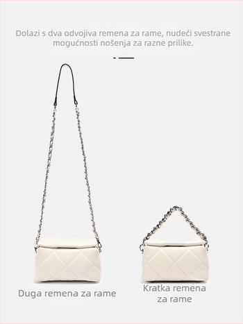Premium ženska crossbody torba s dijamantnim šavom i lančanim remenom, elegantna i svestrana mala torba za modu, novi stil ramena