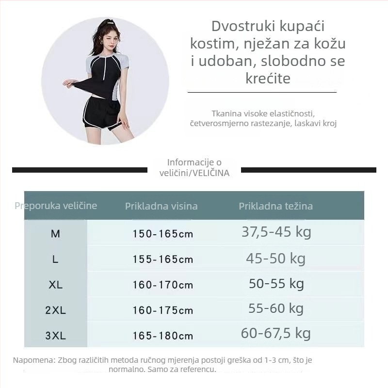 Ženski dvodijelni plivački kostim, novi model 2026, plus veličina, vizualno oblikuje siluetu, za plivačke lekcije i termalne bazene
