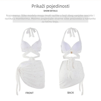 2025 novi ženski kupaći kostim za male grudi, push-up bikini, luksuzan trodijelni set za termalne kupke, prekrasno bijela i seksi za odmor