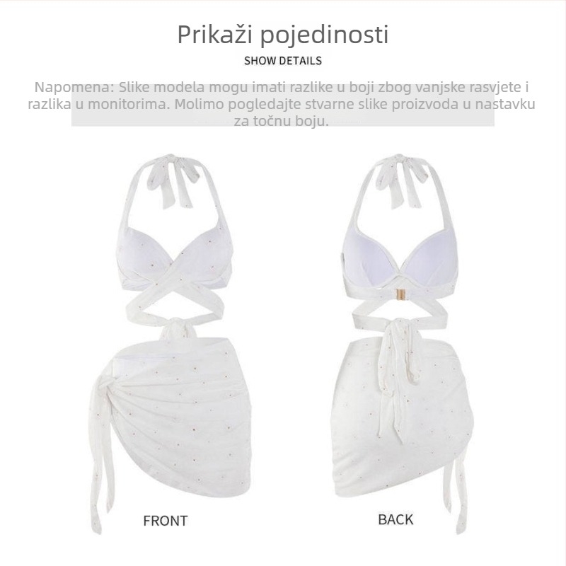 2025 novi ženski kupaći kostim za male grudi, push-up bikini, luksuzan trodijelni set za termalne kupke, prekrasno bijela i seksi za odmor