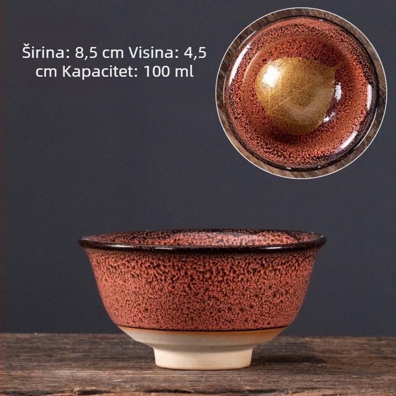 Velika keramička šalica za čaj s motivom javorovog lista i glazom – degustacija čaja