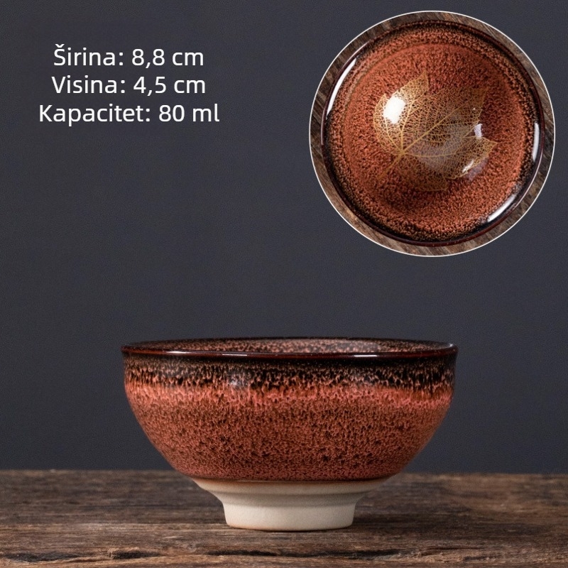 Velika keramička šalica za čaj s motivom javorovog lista i glazom – degustacija čaja
