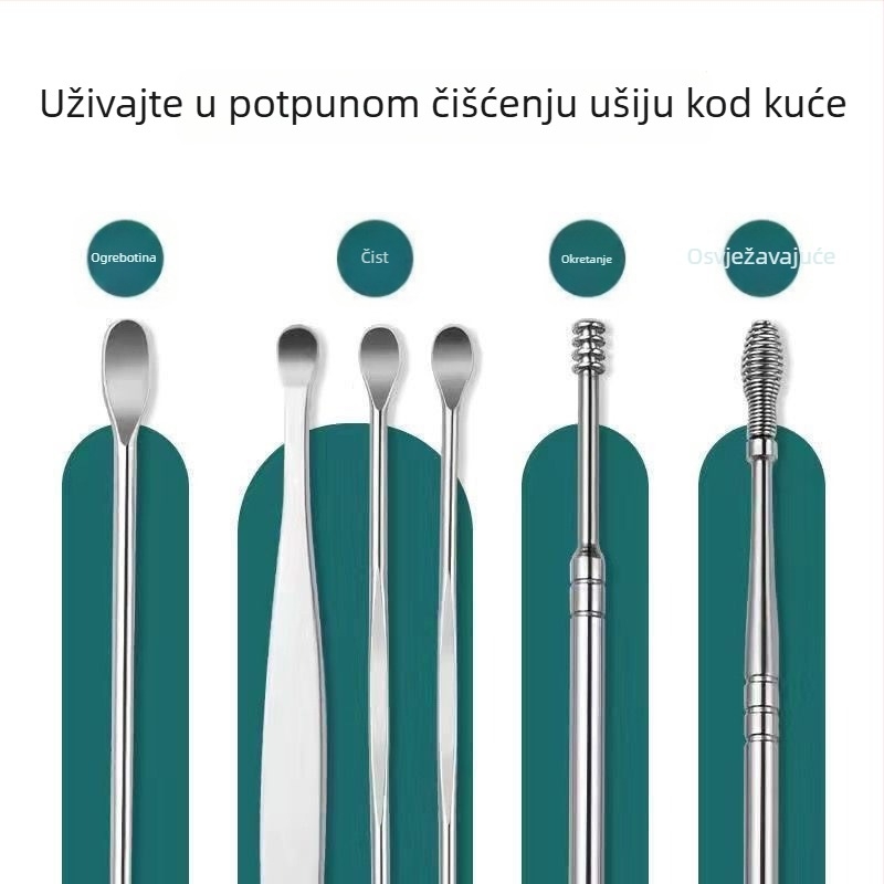 Set alata za čišćenje uha od nehrđajućeg čelika