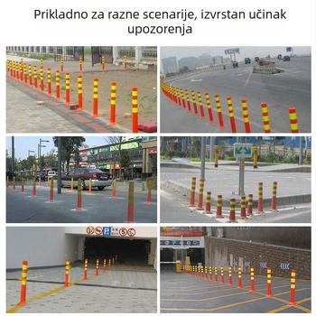 Plastični upozoravajući stub za sigurnost u prometu, reflektirajući izolacijski stub, otporan na sudare, prometna barijera, PU elastični stub