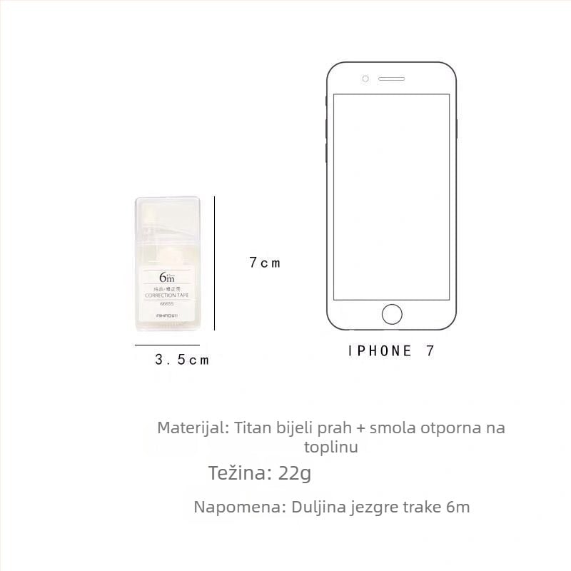 Prozirna korektivna traka, kompaktna i prijenosna za ured i školu