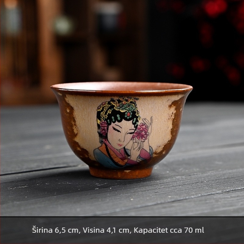 Retro keramička šalica za čaj s izgledom pečenog drveta, motiv ljepote Beijing Opera, velika šalica za čaj, personalizirani dar