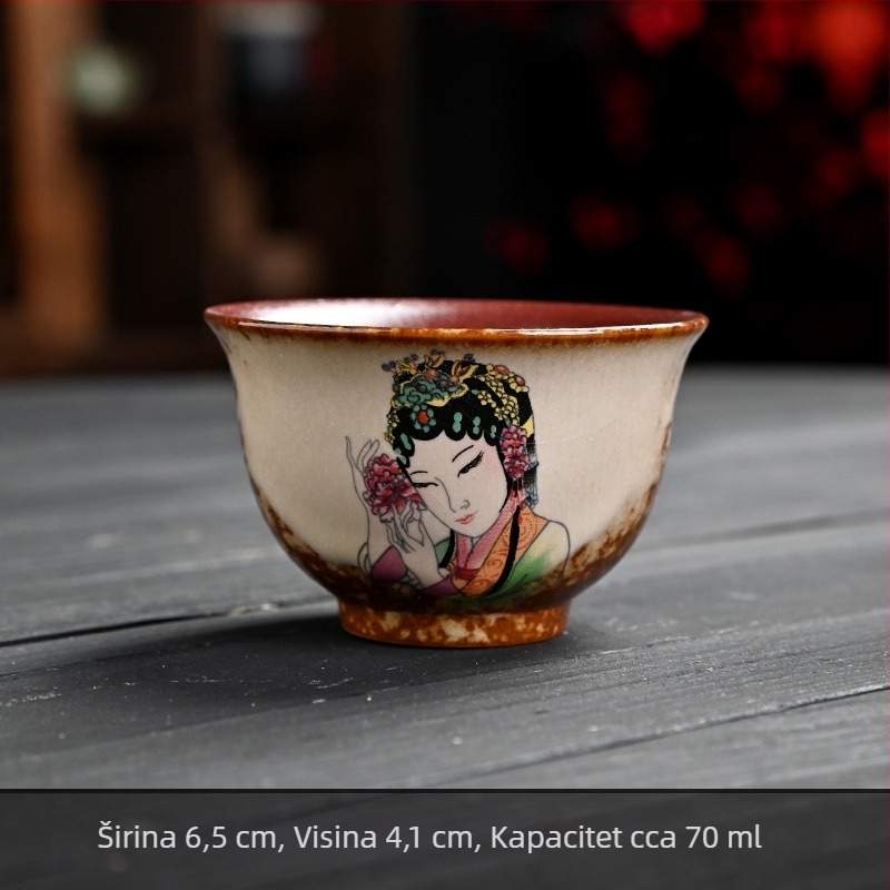 Retro keramička šalica za čaj s izgledom pečenog drveta, motiv ljepote Beijing Opera, velika šalica za čaj, personalizirani dar