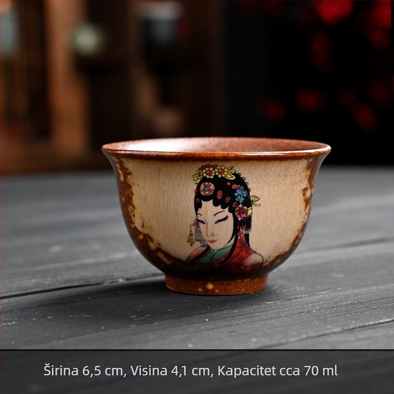 Retro keramička šalica za čaj s izgledom pečenog drveta, motiv ljepote Beijing Opera, velika šalica za čaj, personalizirani dar