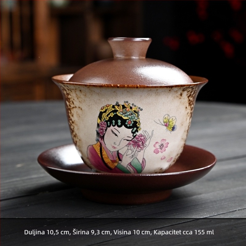 Retro keramička šalica za čaj s izgledom pečenog drveta, motiv ljepote Beijing Opera, velika šalica za čaj, personalizirani dar