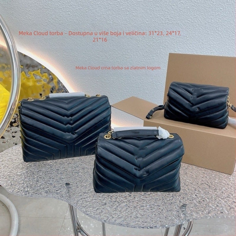 Mala kutija kožna torbica od ovčje kože s preklopnim poklopcem i lančanim remenom – za crossbody ili na rame