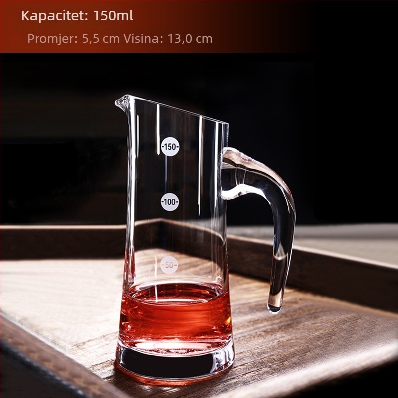 Kristalni stakleni dekantor za vino s mjernom ljestvicom za crveno i bijelo vino