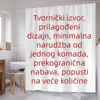 3D otisnuta zavjesa za tuš, vodootporan poliester, bez bušenja rupa
