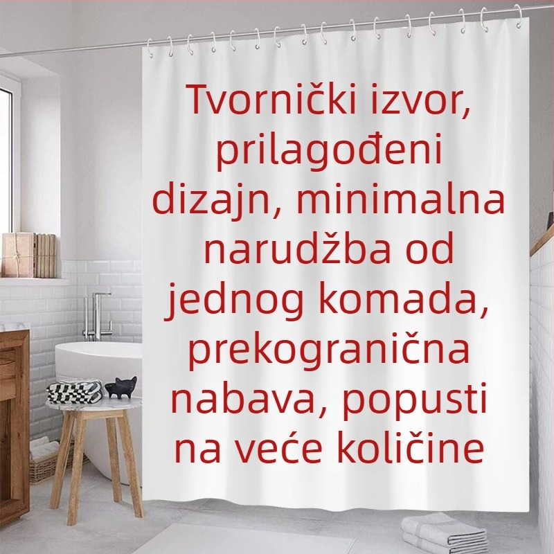 3D otisnuta zavjesa za tuš, vodootporan poliester, bez bušenja rupa