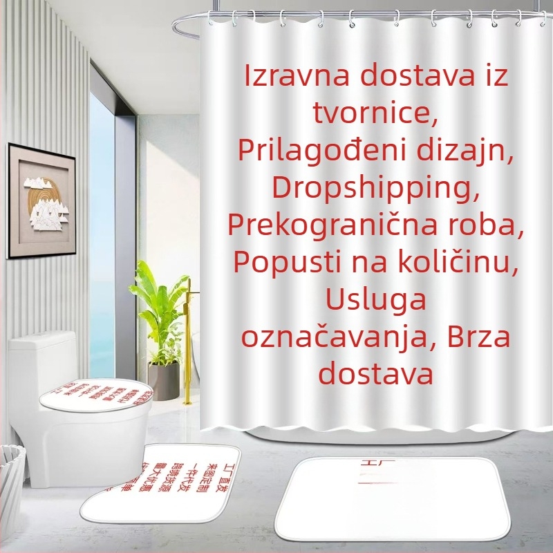 3D otisnuta zavjesa za tuš, vodootporan poliester, bez bušenja rupa
