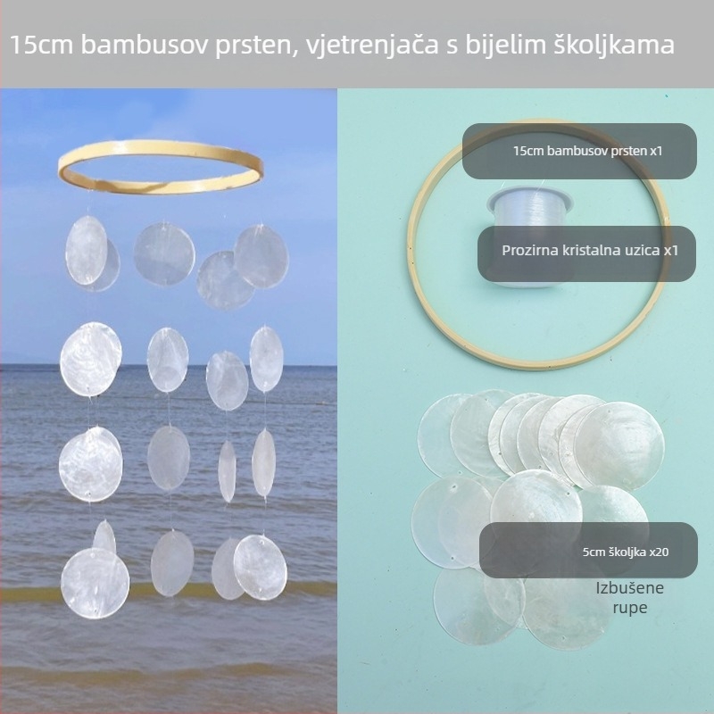 DIY set za zvončiće vjetra od oglednih školjki za djecu