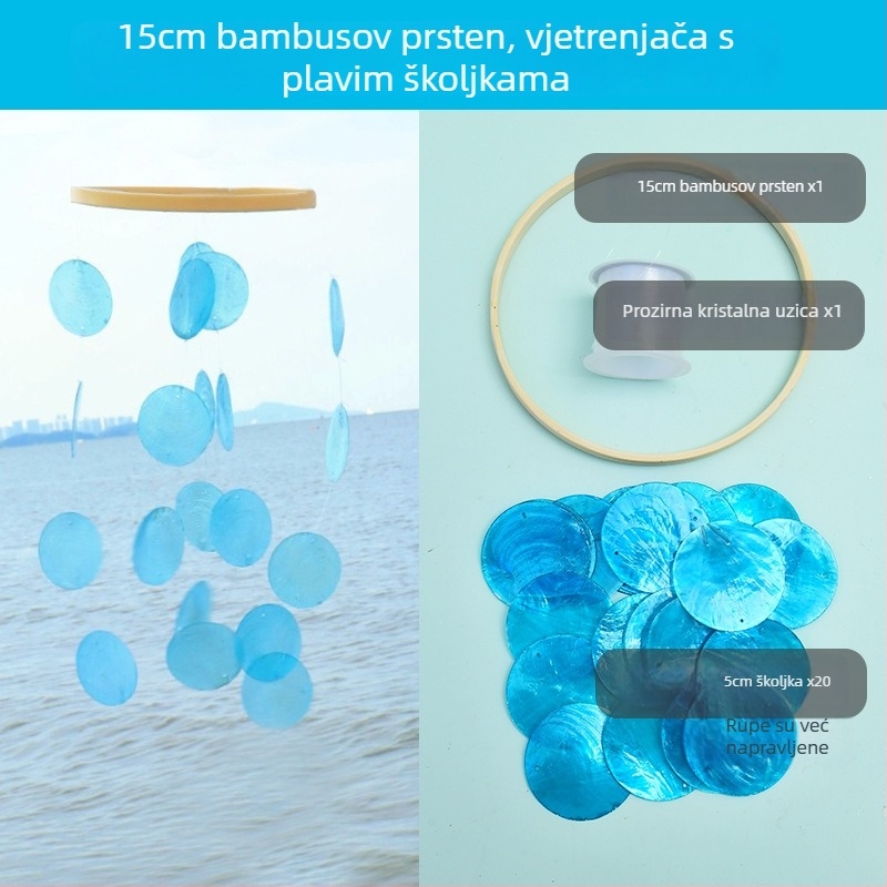 DIY set za zvončiće vjetra od oglednih školjki za djecu