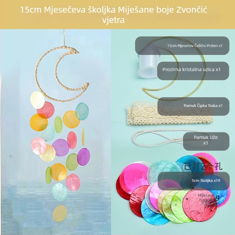 DIY set za zvončiće vjetra od oglednih školjki za djecu