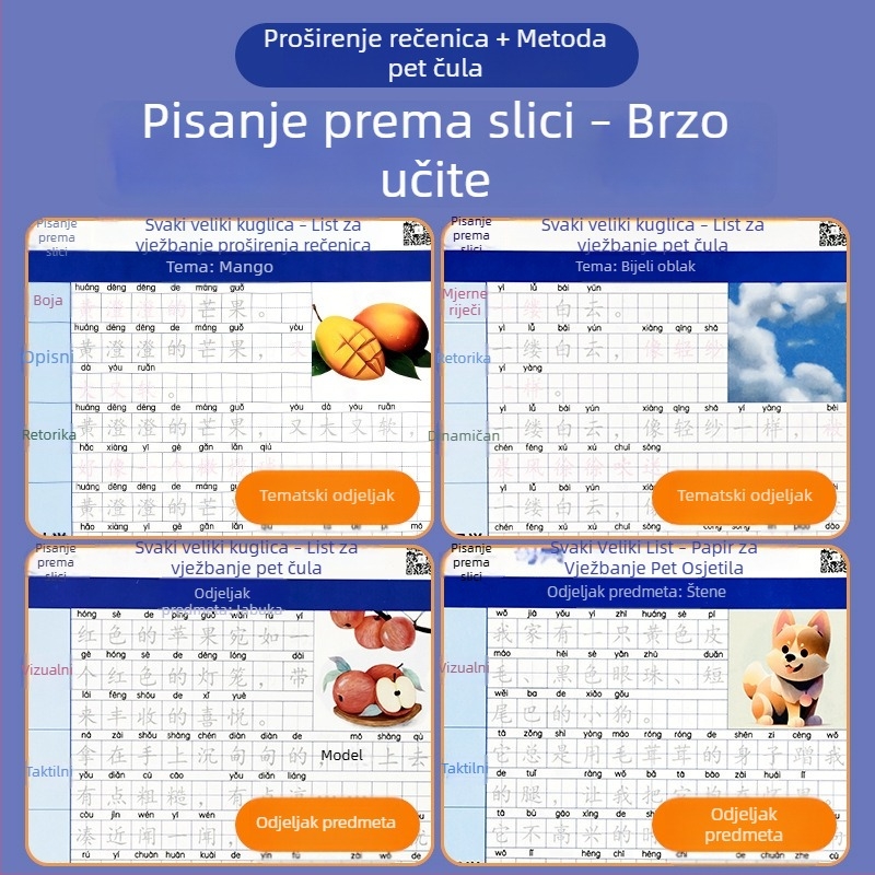 Vježbanje pisanja uz slike za prvi razred — dnevna praksa za učenike