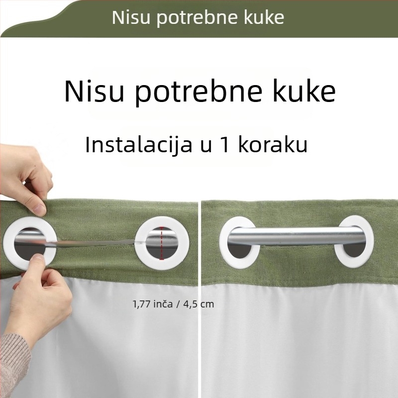 Dvostruko slojna poliester zavjesa za tuš s velikim prstenom kopče, debela vodootporna pregrada za kupaonicu za suho i mokro odvajanje